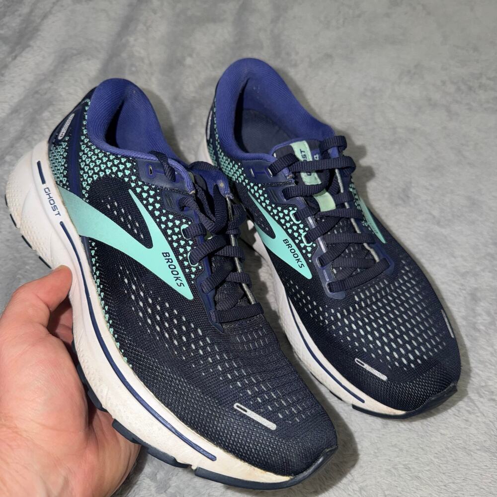 Brooks Ghost 14 Women's Running Shoes Size 8.5 Navy Blue Aqua Cushion Sneakers